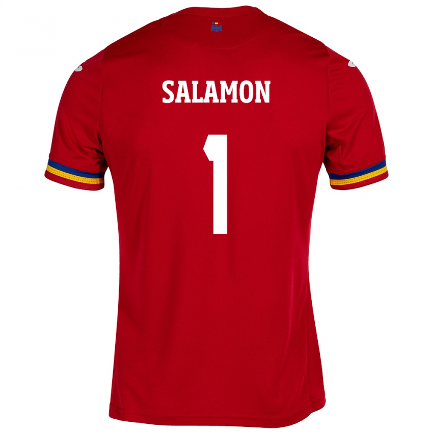 Dames Roemenië Szidonia Salamon #1 Rood Uitshirt Uittenue 24-26 T-Shirt