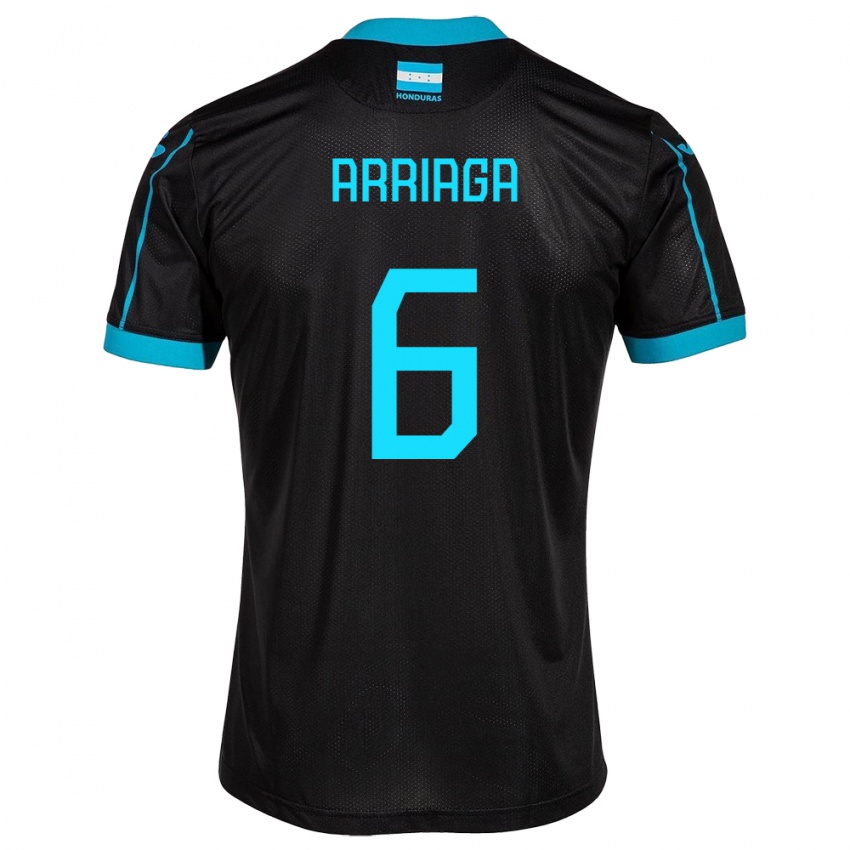 Dames Honduras Javier Arriaga #6 Zwart Uitshirt Uittenue 24-26 T-Shirt