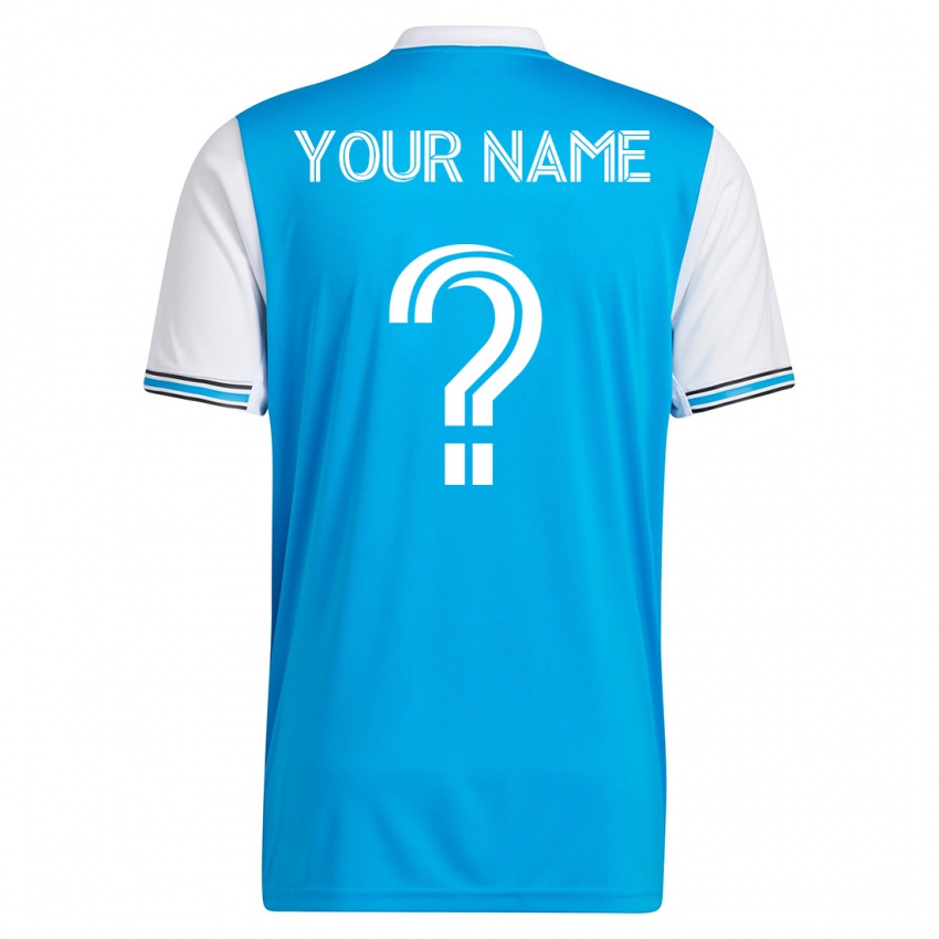 Kinderen Uw Naam #0 Blauw Thuisshirt Thuistenue 2023/24 T-Shirt