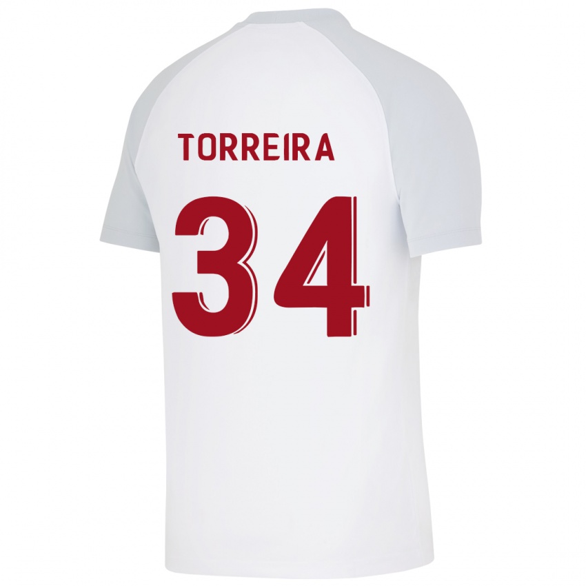 Kinderen Lucas Torreira #34 Wit Uitshirt Uittenue 2023/24 T-Shirt