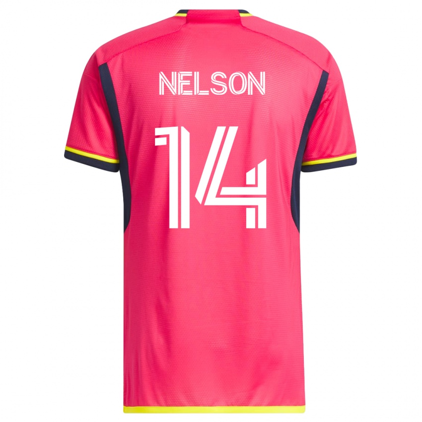 Heren John Nelson #14 Roze Thuisshirt Thuistenue 2023/24 T-Shirt