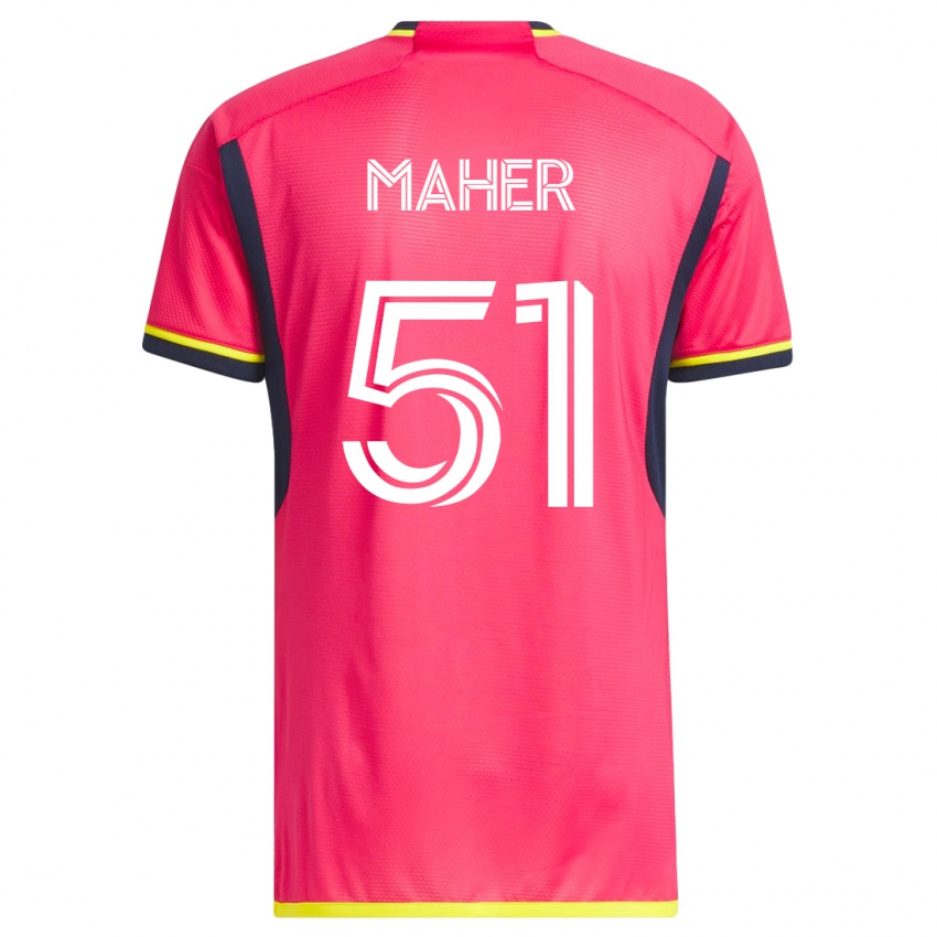 Heren Josh Maher #51 Roze Thuisshirt Thuistenue 2023/24 T-Shirt