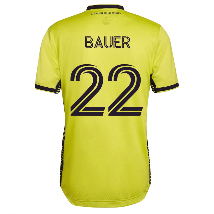 Heren Josh Bauer #22 Geel Thuisshirt Thuistenue 2023/24 T-Shirt