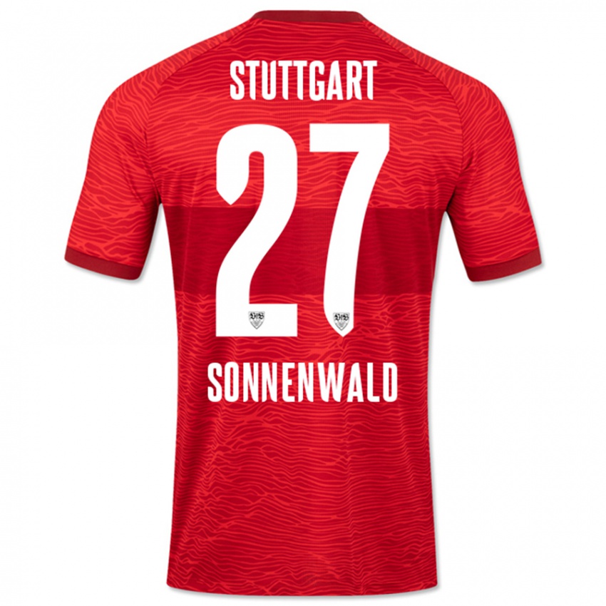 Heren Lukas Sonnenwald #27 Rood Uitshirt Uittenue 2023/24 T-Shirt