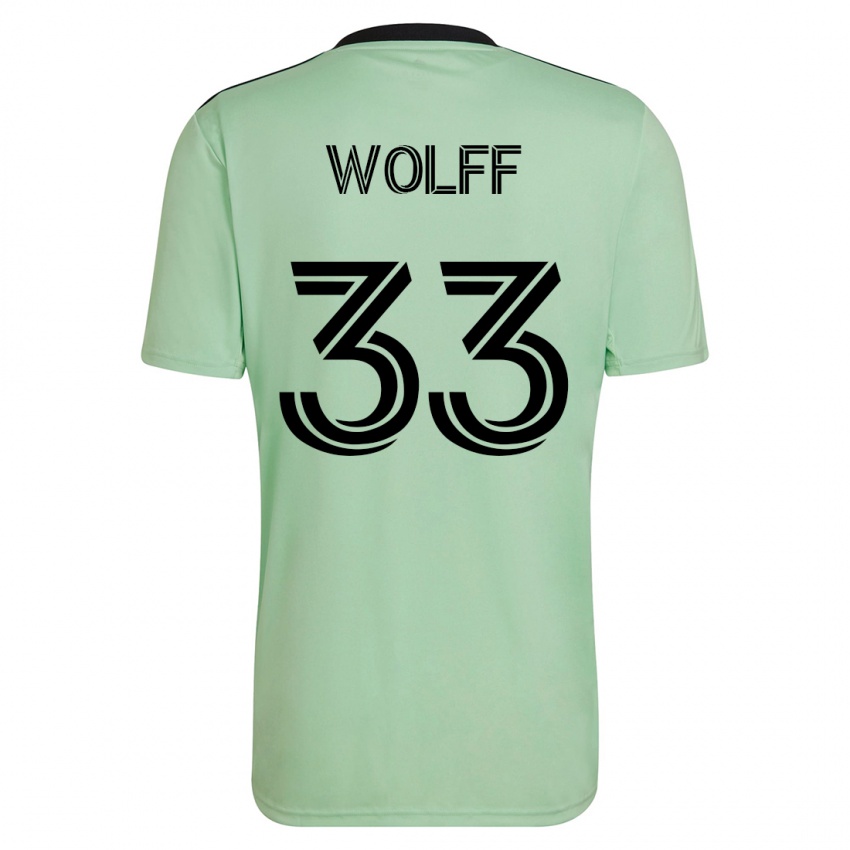 Heren Owen Wolff #33 Licht Groen Uitshirt Uittenue 2023/24 T-Shirt