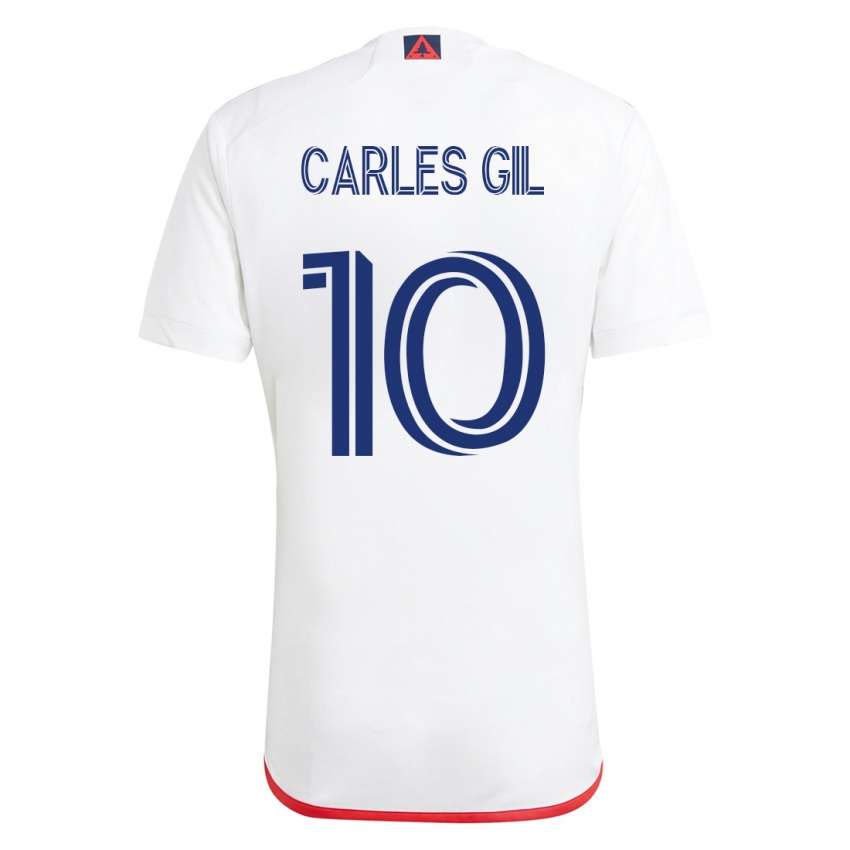 Heren Carles Gil #10 Wit Rood Uitshirt Uittenue 2023/24 T-Shirt