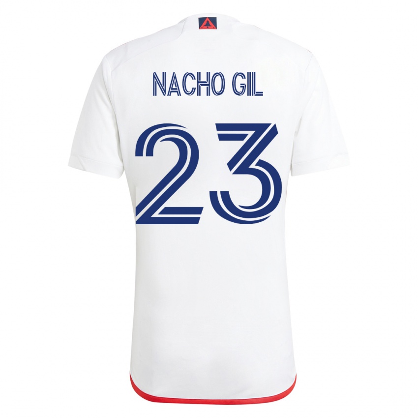 Heren Nacho Gil #23 Wit Rood Uitshirt Uittenue 2023/24 T-Shirt