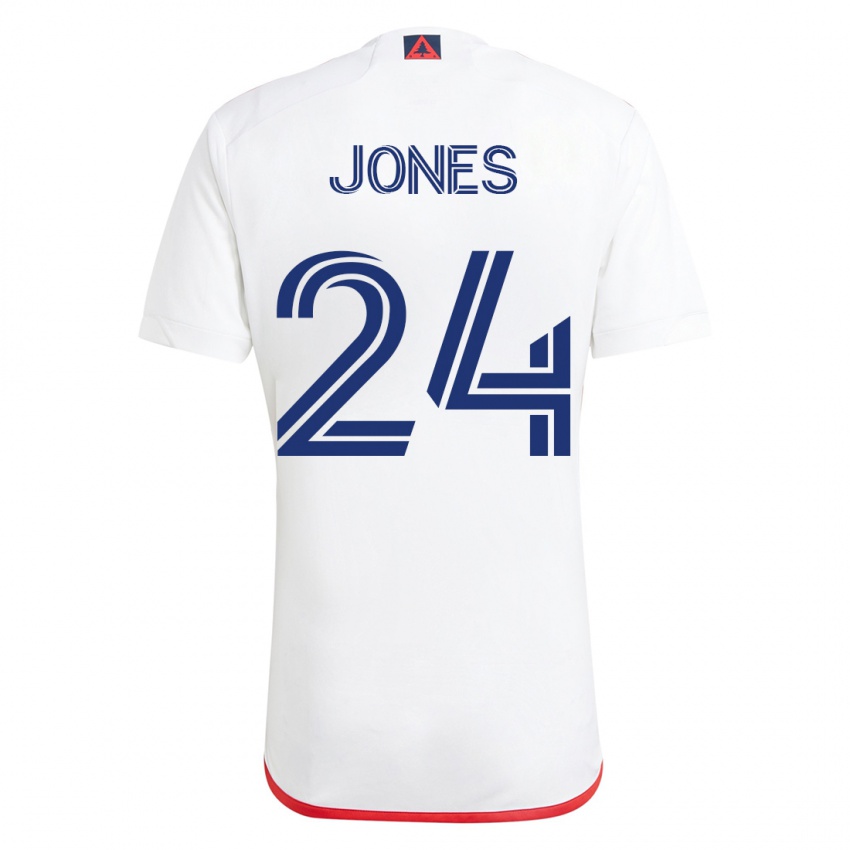 Heren Dejuan Jones #24 Wit Rood Uitshirt Uittenue 2023/24 T-Shirt