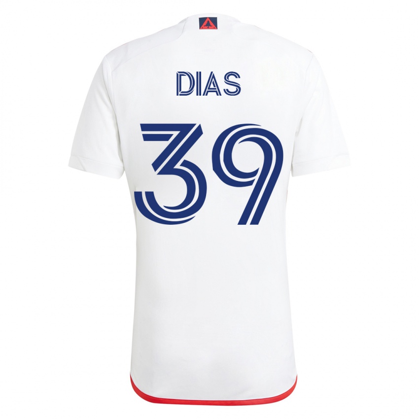 Heren Marcos Dias #39 Wit Rood Uitshirt Uittenue 2023/24 T-Shirt