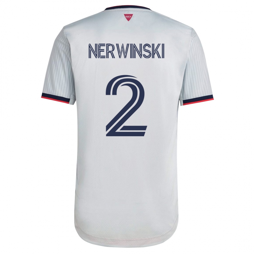 Heren Jake Nerwinski #2 Wit Uitshirt Uittenue 2023/24 T-Shirt