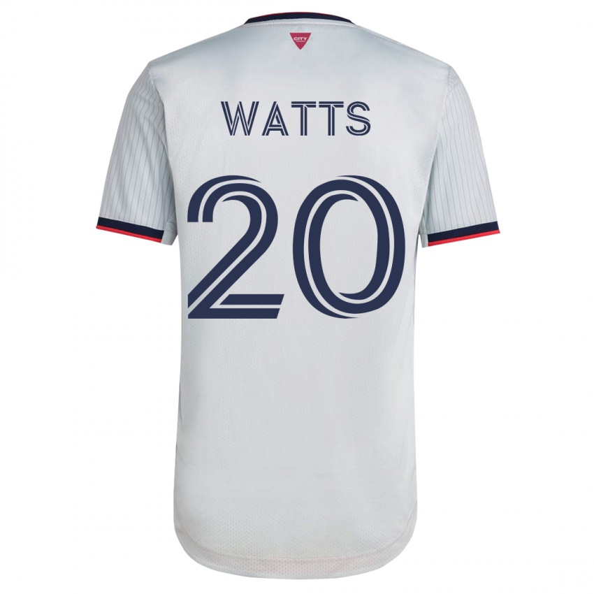 Heren Akil Watts #20 Wit Uitshirt Uittenue 2023/24 T-Shirt