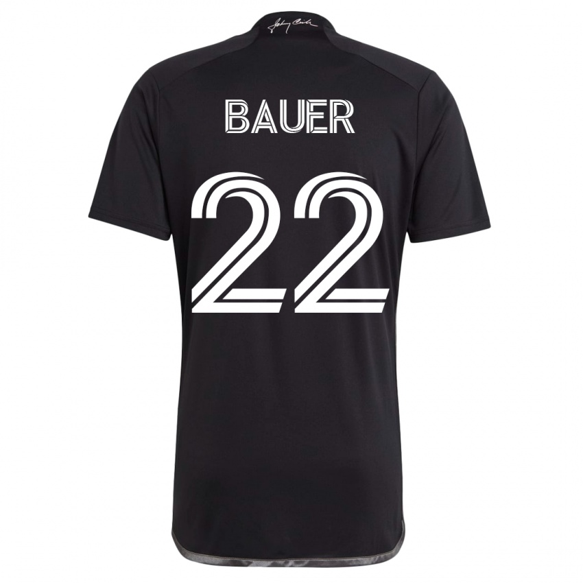 Heren Josh Bauer #22 Zwart Uitshirt Uittenue 2023/24 T-Shirt