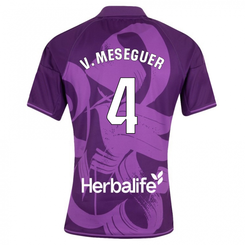 Heren Víctor Meseguer #4 Viooltje Uitshirt Uittenue 2023/24 T-Shirt
