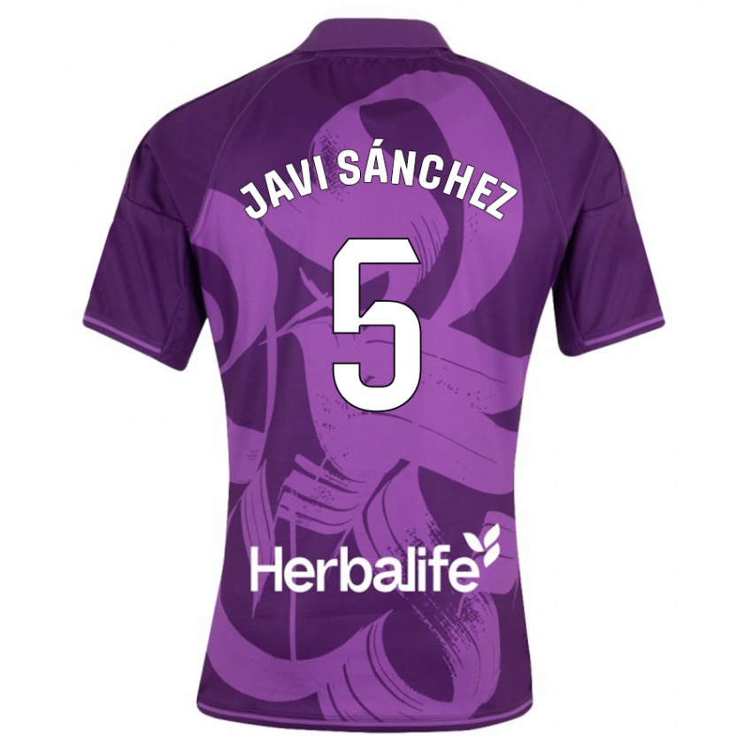 Heren Javi Sánchez #5 Viooltje Uitshirt Uittenue 2023/24 T-Shirt