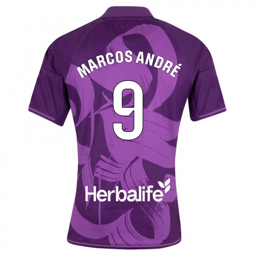 Heren Marcos André #9 Viooltje Uitshirt Uittenue 2023/24 T-Shirt