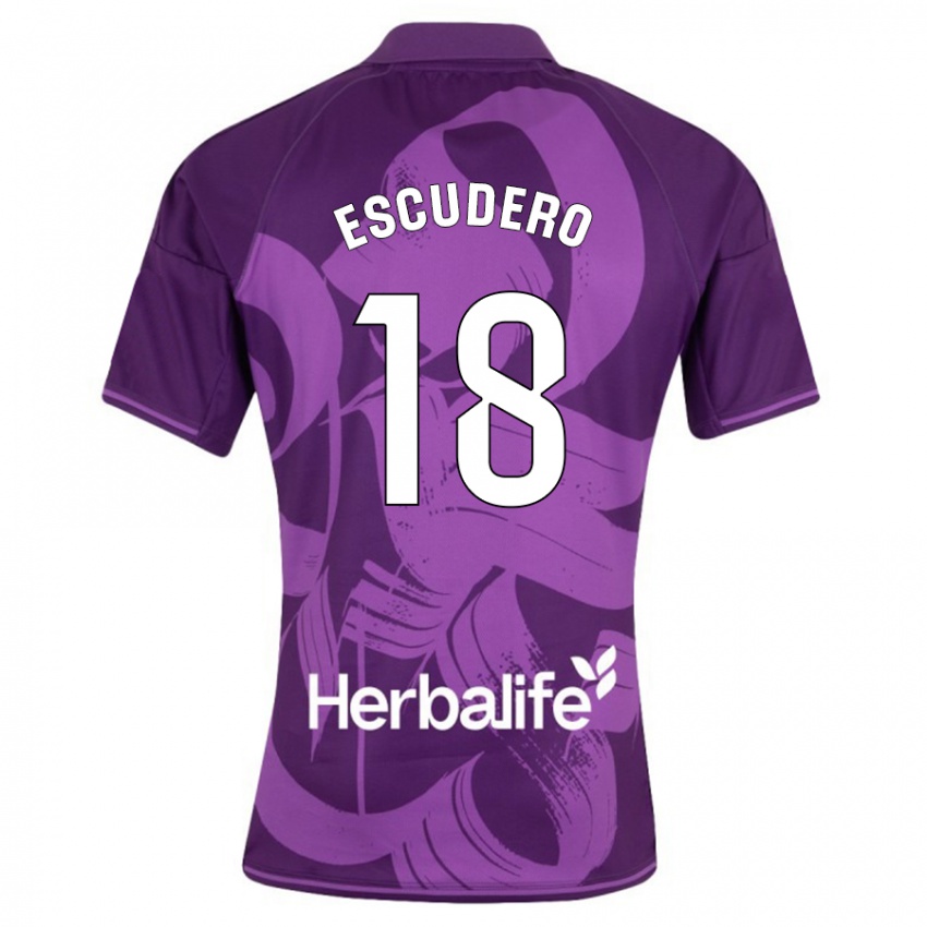 Heren Sergio Escudero #18 Viooltje Uitshirt Uittenue 2023/24 T-Shirt