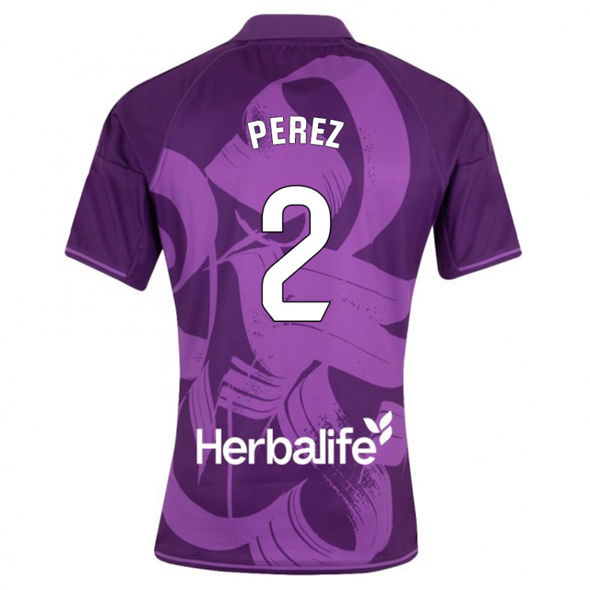 Heren Iker Pérez #2 Viooltje Uitshirt Uittenue 2023/24 T-Shirt
