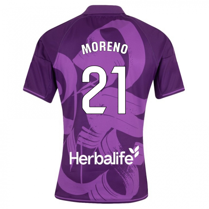 Heren Xavi Moreno #21 Viooltje Uitshirt Uittenue 2023/24 T-Shirt