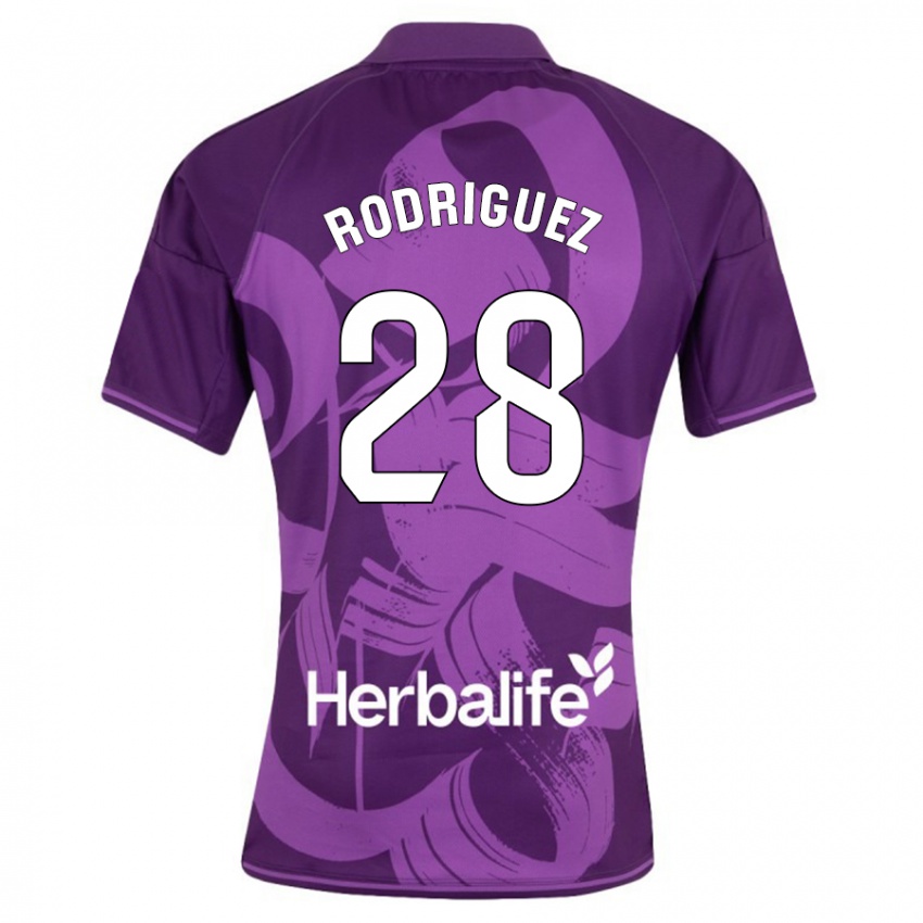 Heren Yago Rodríguez #28 Viooltje Uitshirt Uittenue 2023/24 T-Shirt
