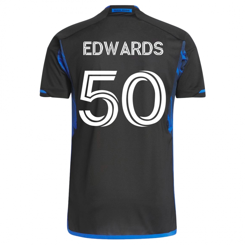 Dames Aaron Edwards #50 Blauw Zwart Thuisshirt Thuistenue 2023/24 T-Shirt