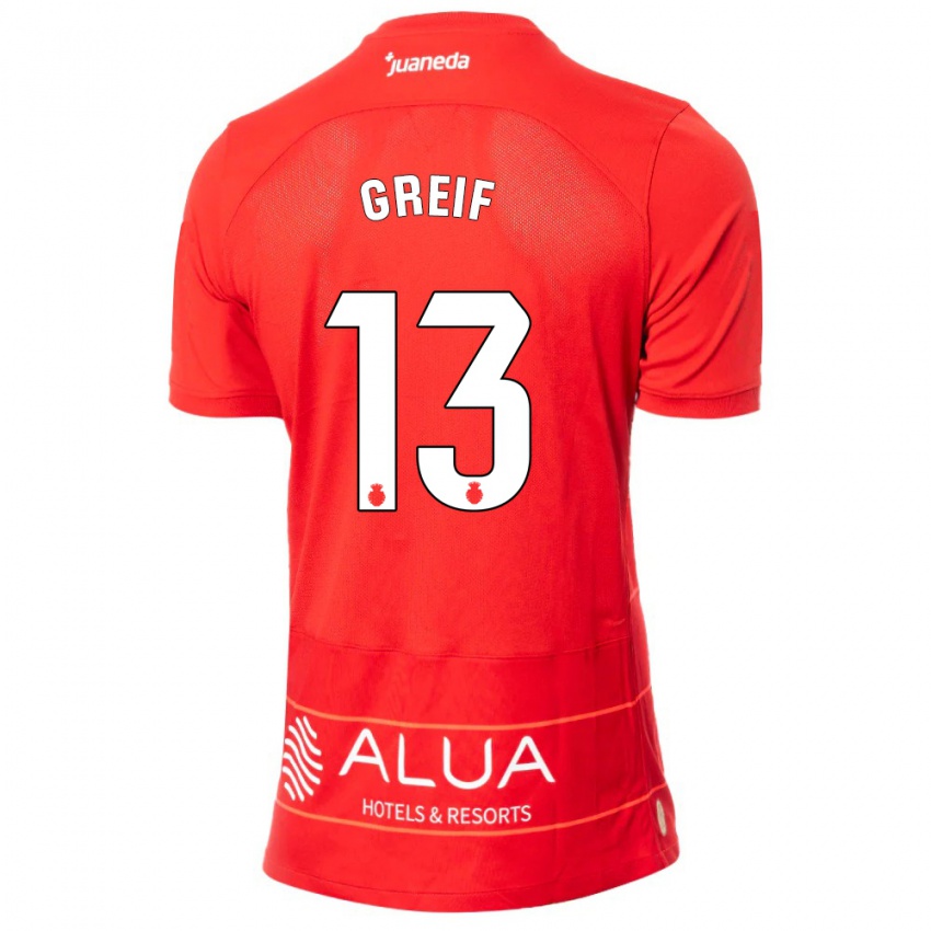 Dames Dominik Greif #13 Rood Thuisshirt Thuistenue 2023/24 T-Shirt
