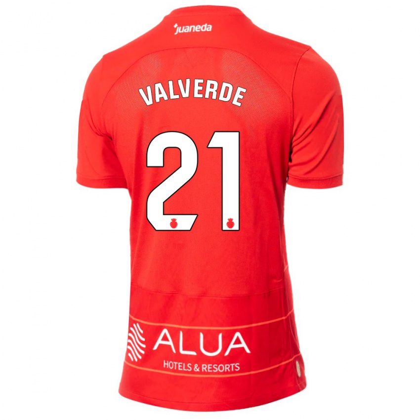 Dames David Valverde #21 Rood Thuisshirt Thuistenue 2023/24 T-Shirt