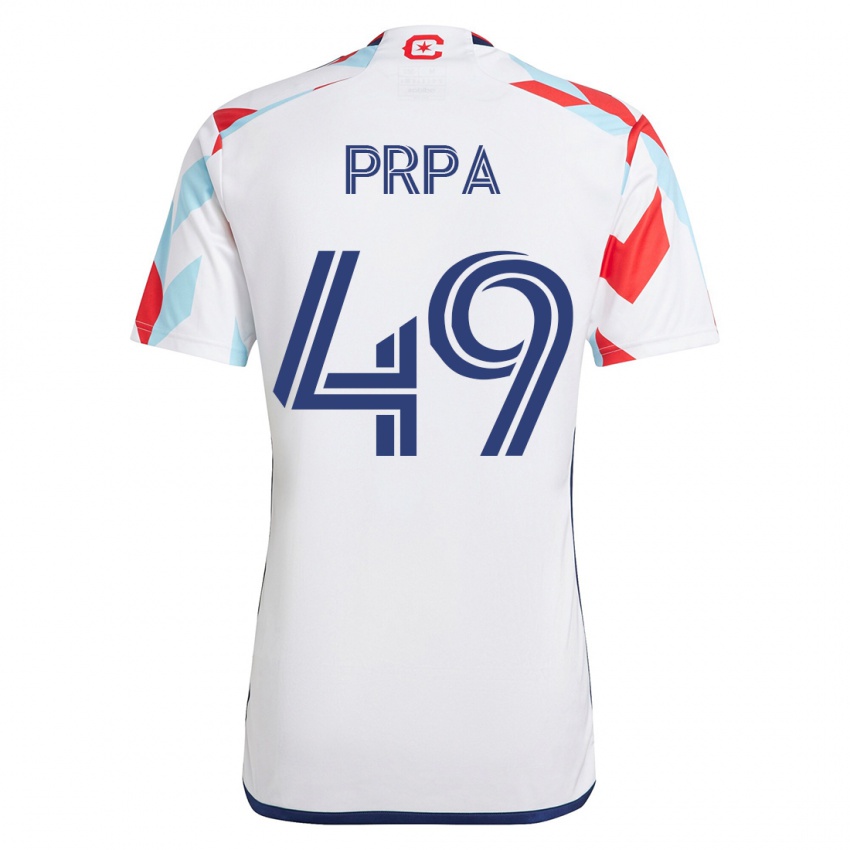 Dames Luka Prpa #49 Wit Blauw Uitshirt Uittenue 2023/24 T-Shirt
