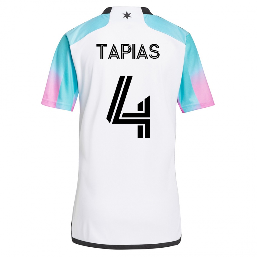 Dames Miguel Tapias #4 Wit Uitshirt Uittenue 2023/24 T-Shirt