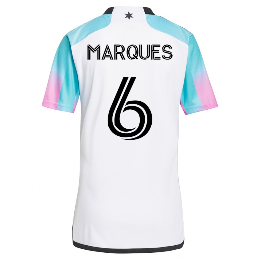 Dames Mikael Marqués #6 Wit Uitshirt Uittenue 2023/24 T-Shirt