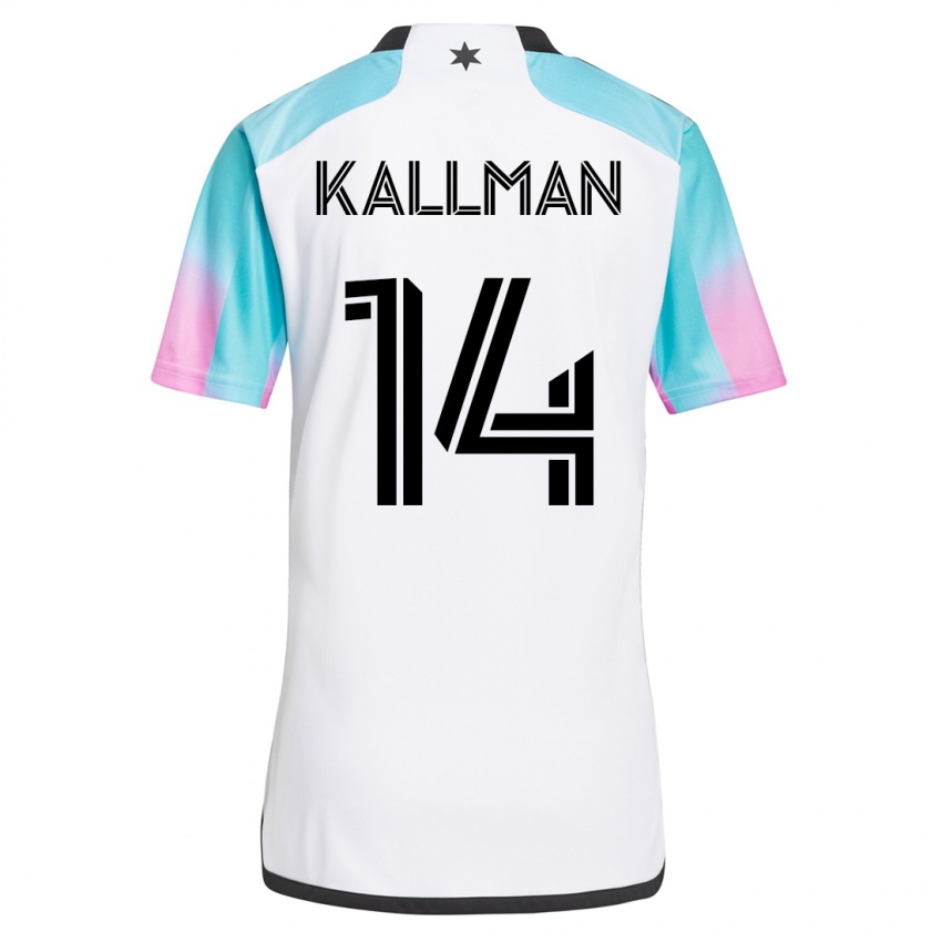 Dames Brent Kallman #14 Wit Uitshirt Uittenue 2023/24 T-Shirt
