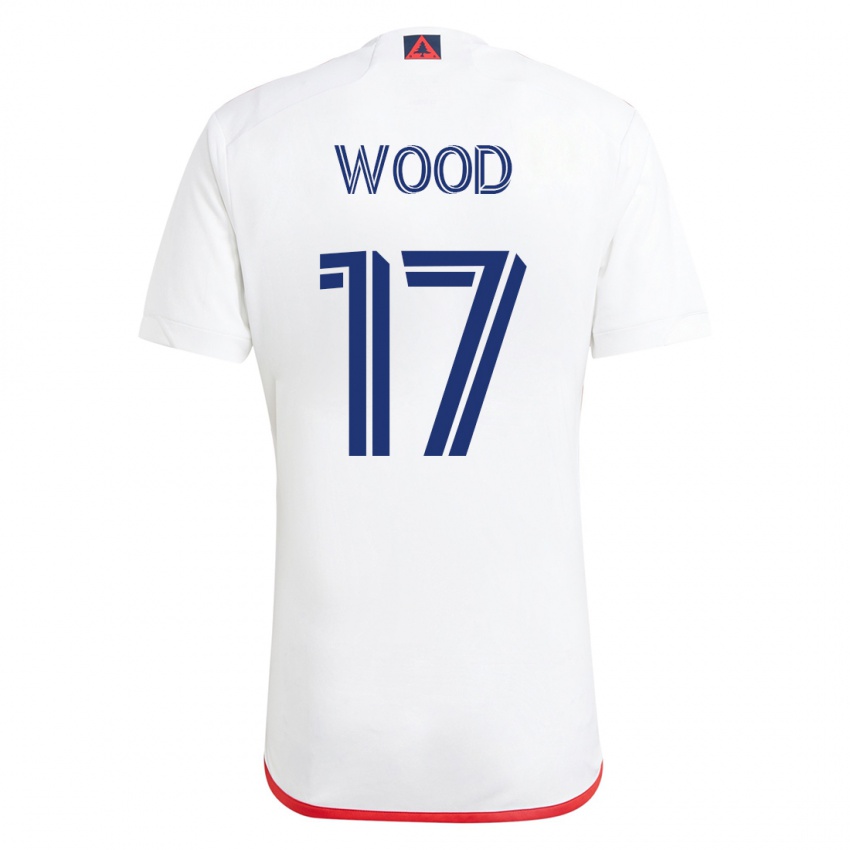 Dames Bobby Wood #17 Wit Rood Uitshirt Uittenue 2023/24 T-Shirt
