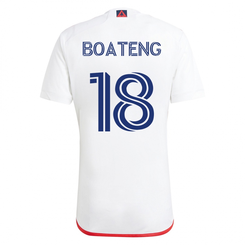 Dames Emmanuel Boateng #18 Wit Rood Uitshirt Uittenue 2023/24 T-Shirt