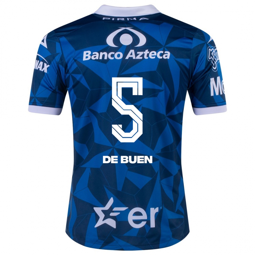 Dames Diego De Buen #5 Blauw Uitshirt Uittenue 2023/24 T-Shirt
