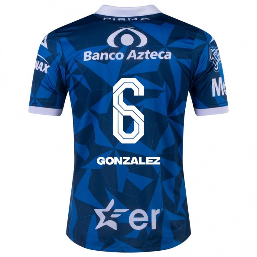 Dames Pablo González #6 Blauw Uitshirt Uittenue 2023/24 T-Shirt