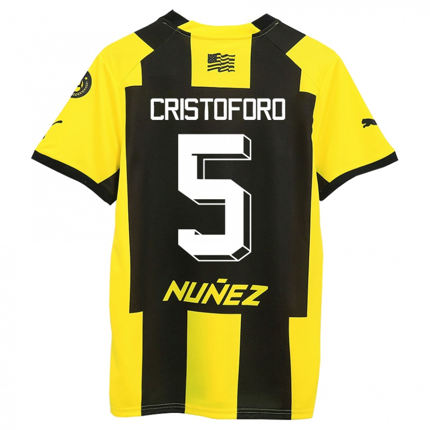 Kinderen Sebastián Cristóforo #5 Geel Zwart Thuisshirt Thuistenue 2023/24 T-Shirt