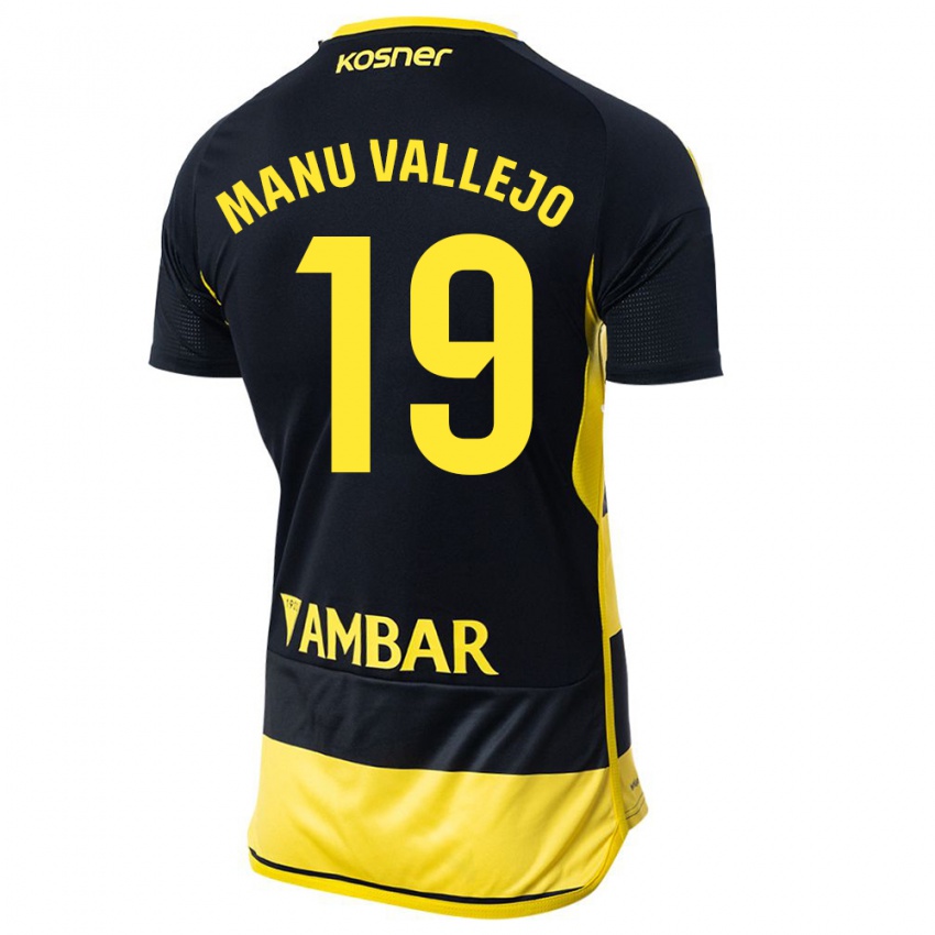 Kinderen Manu Vallejo #19 Zwart Geel Uitshirt Uittenue 2023/24 T-Shirt