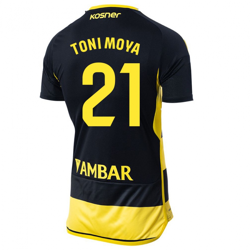 Kinderen Toni Moya #21 Zwart Geel Uitshirt Uittenue 2023/24 T-Shirt