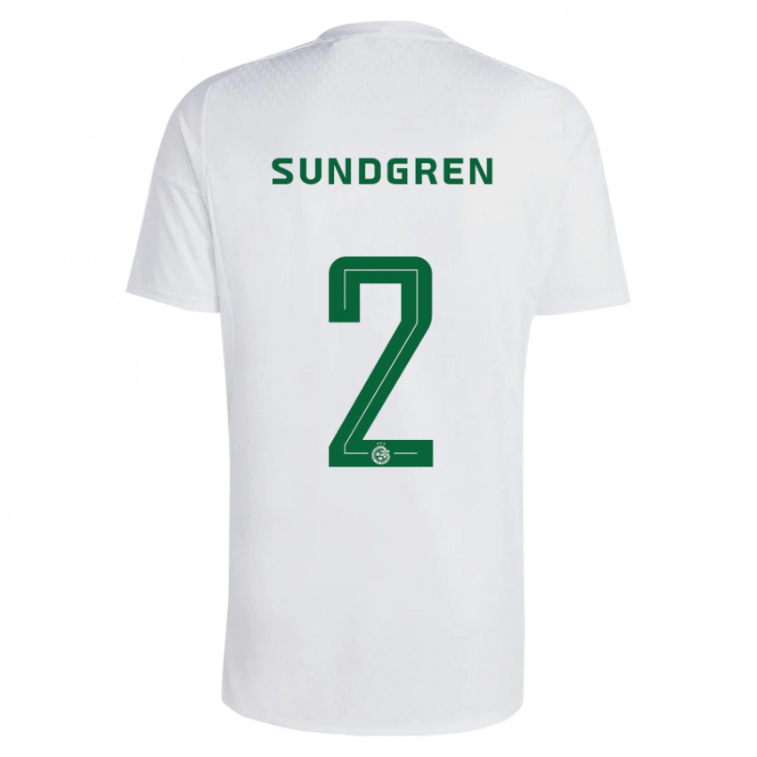Kinderen Daniel Sundgren #2 Groen Blauw Uitshirt Uittenue 2023/24 T-Shirt