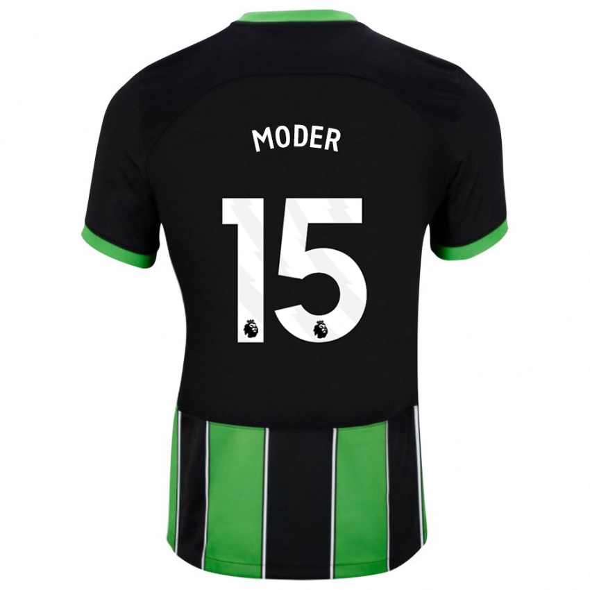 Kinderen Jakub Moder #15 Zwart Groen Uitshirt Uittenue 2023/24 T-Shirt