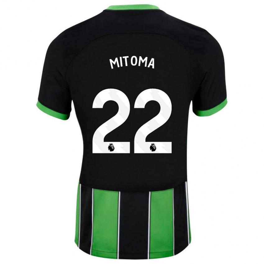 Kinderen Kaoru Mitoma #22 Zwart Groen Uitshirt Uittenue 2023/24 T-Shirt