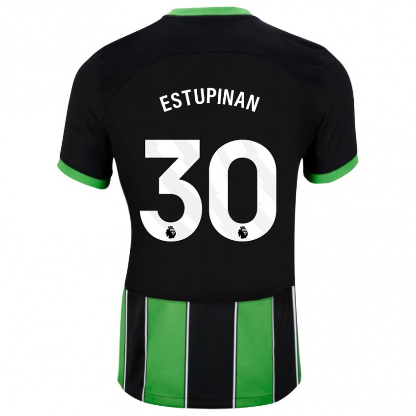 Kinderen Pervis Estupiñán #30 Zwart Groen Uitshirt Uittenue 2023/24 T-Shirt