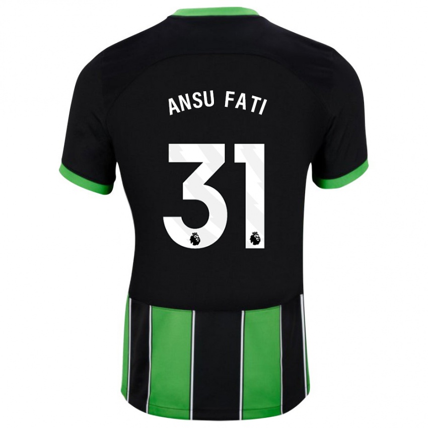Kinderen Ansu Fati #31 Zwart Groen Uitshirt Uittenue 2023/24 T-Shirt