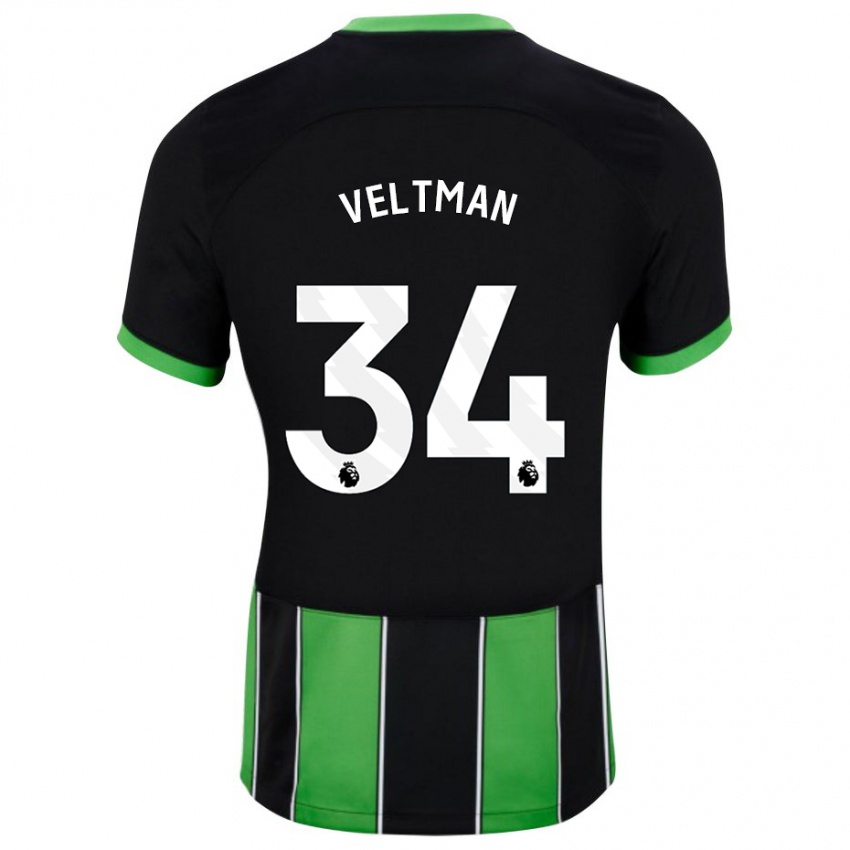 Kinderen Joël Veltman #34 Zwart Groen Uitshirt Uittenue 2023/24 T-Shirt