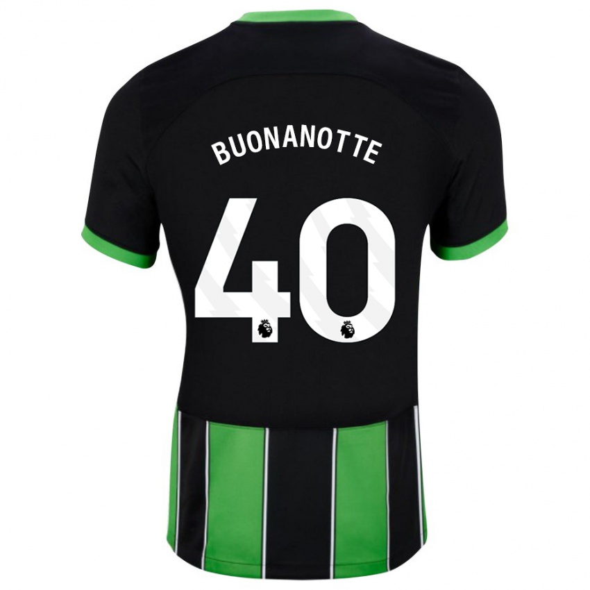 Kinderen Facundo Buonanotte #40 Zwart Groen Uitshirt Uittenue 2023/24 T-Shirt