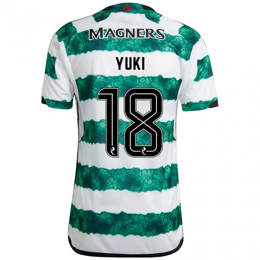 Heren Yuki Kobayashi #18 Groente Thuisshirt Thuistenue 2023/24 T-Shirt