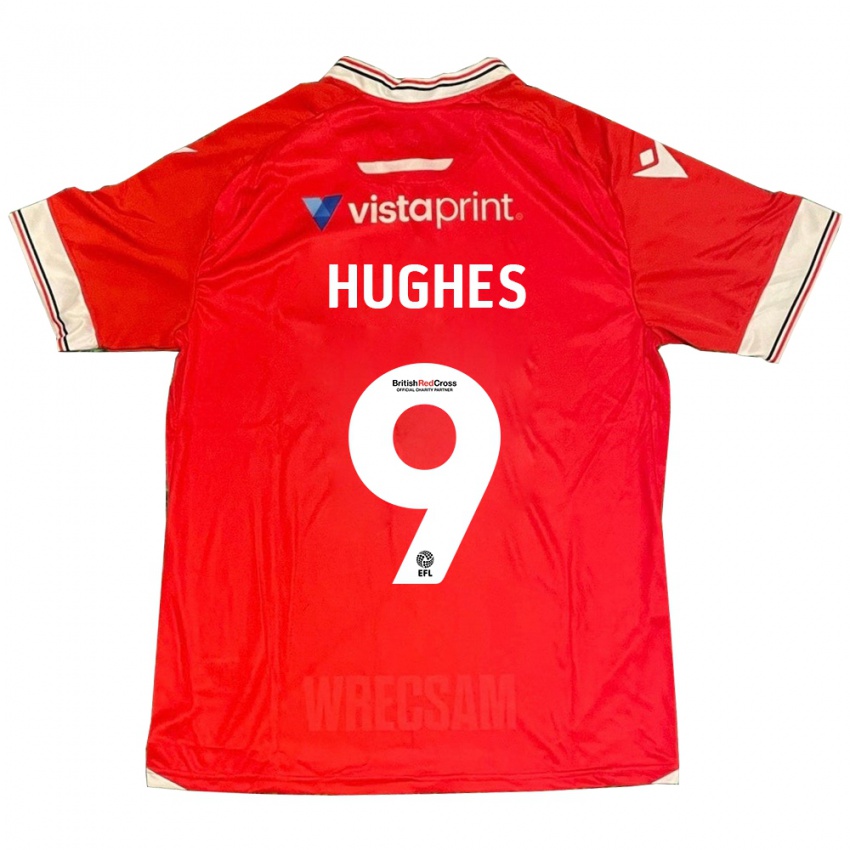 Heren Rosie Hughes #9 Rood Thuisshirt Thuistenue 2023/24 T-Shirt