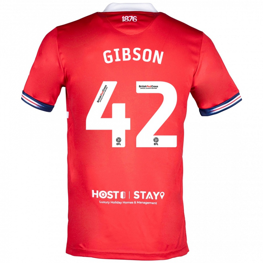 Heren Joseph Gibson #42 Rood Thuisshirt Thuistenue 2023/24 T-Shirt