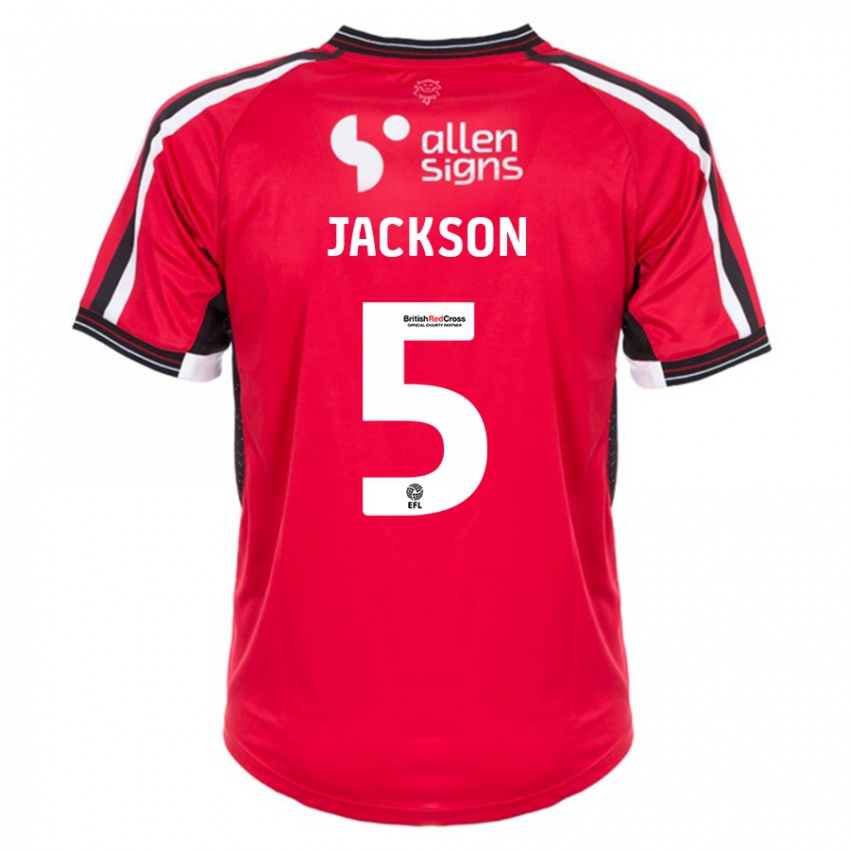 Heren Adam Jackson #5 Rood Thuisshirt Thuistenue 2023/24 T-Shirt