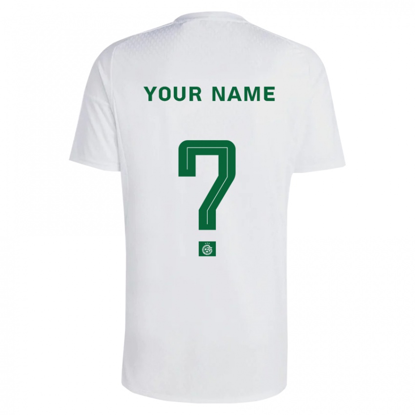 Heren Uw Naam #0 Groen Blauw Uitshirt Uittenue 2023/24 T-Shirt