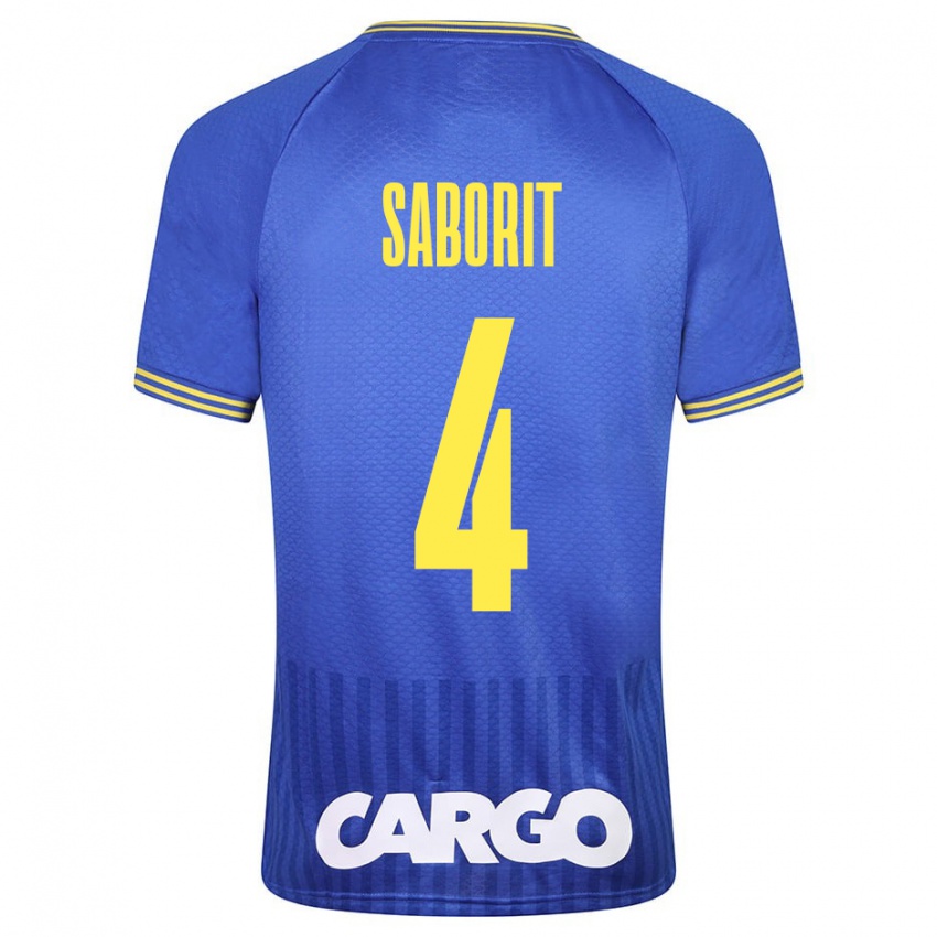 Heren Enric Saborit #4 Blauw Uitshirt Uittenue 2023/24 T-Shirt